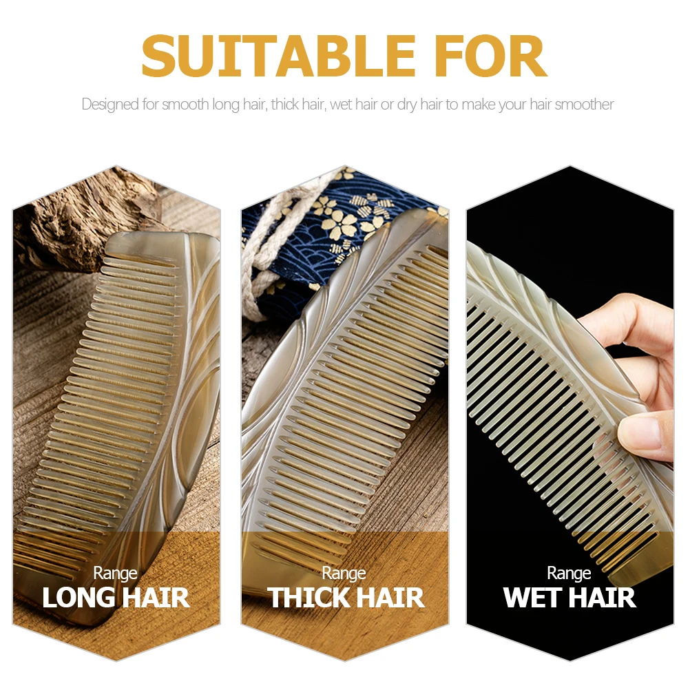 

Anti Static Comb High Grade Ox Horn Scalp Massage Comb Lightweight Portable Hair Brush For Smooth Long Thick Hair Meridians