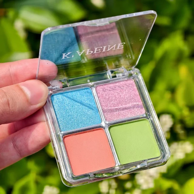 

Low-saturation Mint Milky Green 4 Colors Eyeshadow Green Pearl Eyeshadow Makeup Palette Diamond Glitter Shadow Matte Crystal