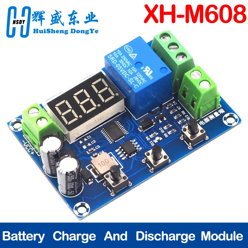 XH-M608 Battery Load Discharge Module DC 6-40V Integrated Voltmeter Undervoltage Overvoltage Protection Timing Dischargein