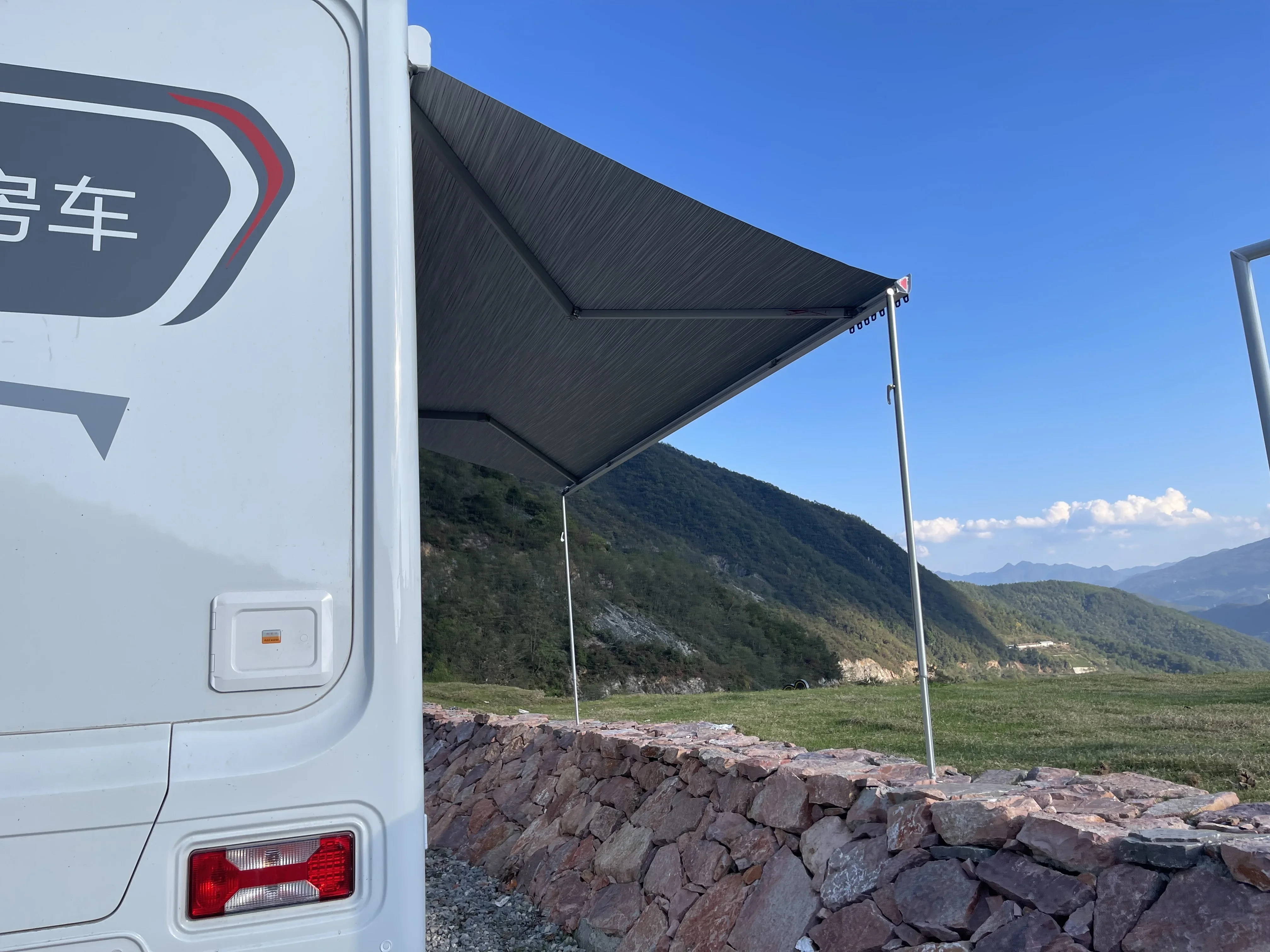 KQX TYTXRV 4.5*2.5 Customizable RV Awning Aluminum Alloy Frame Thickened Oxford Fabric Caravan Camping Retractable Side Awnings