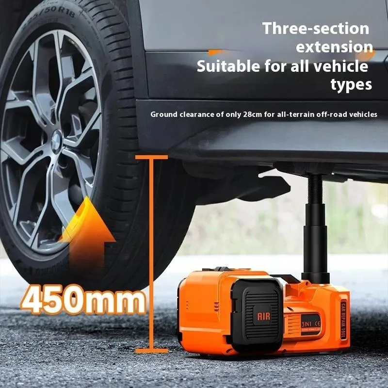 5T 12V Electric Hydraulic Car Jack With LED Light Air Pump Impact Wrench For SUV Truck Tire Tool
