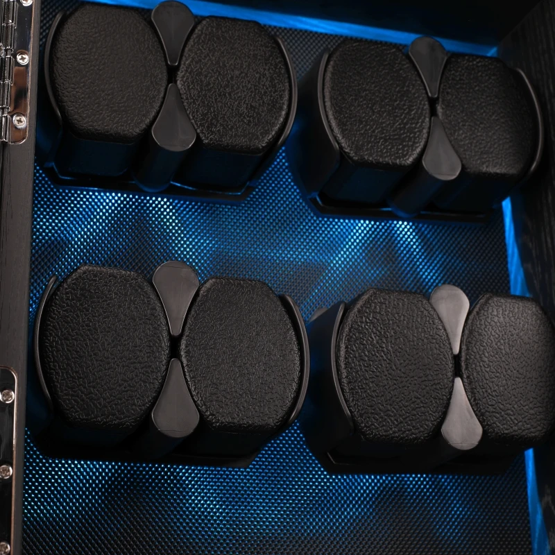 Embers Watch Winder 2 4 8 Watches Storage box Black Wood Grain Silent motor With backlight