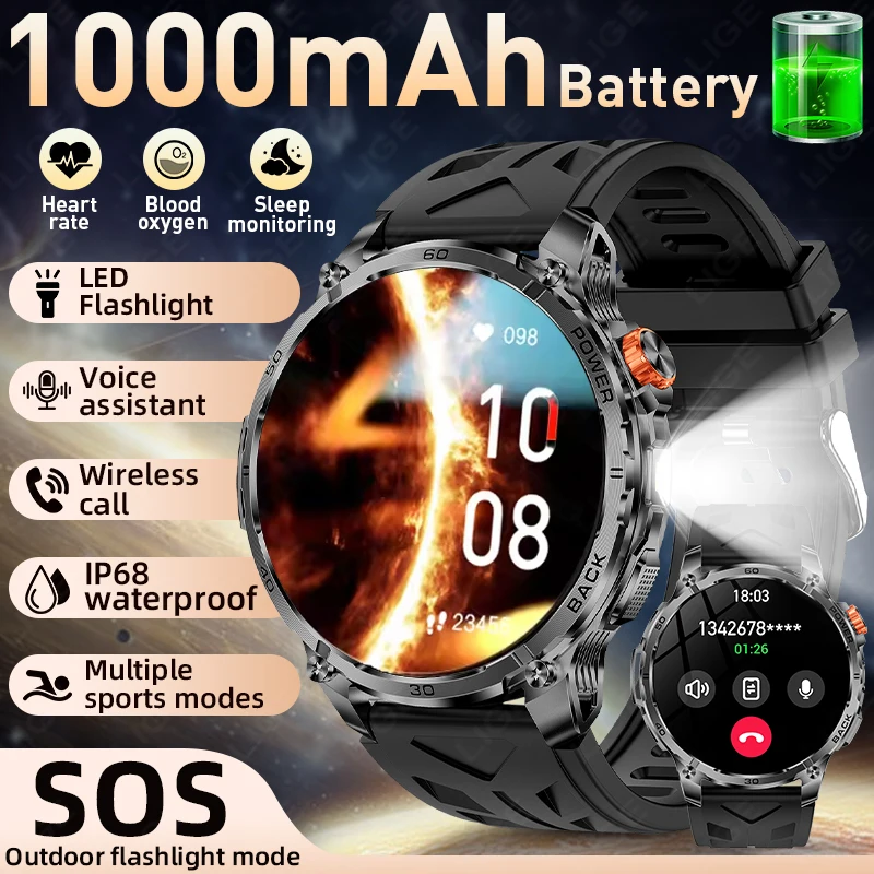 

Новые умные часы LIGE с HD-экраном 1,7 дюйма, измерением частоты сердечных сокращений, голосовым помощником, батареей 1000 мАч, шагомером, функцией напоминания о звонках, для мужчин.