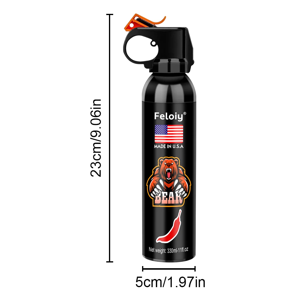 Spray de oso fuerte de 330 ml: largo alcance, gran alcance, con cerradura de seguridad, adecuado para acampar y hacer senderismo