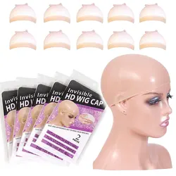 HD Wig Cap Breathable Wig Cap For Lace Front Wig 5 Packs 10 Pieces Stocking Cap For Women Wig Transparent Wig Cap Thin Invisible