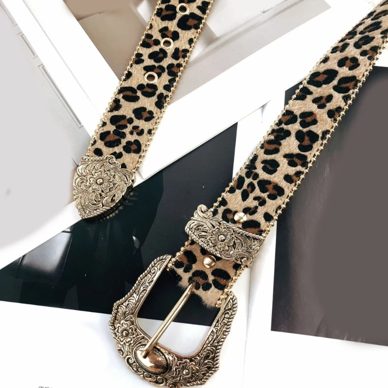 Subculture Belt 2000s Leopard Print Belt for Jeans Shorts Belt Women Waist Decors Pants Waist Belt Girl Waist Ornaments