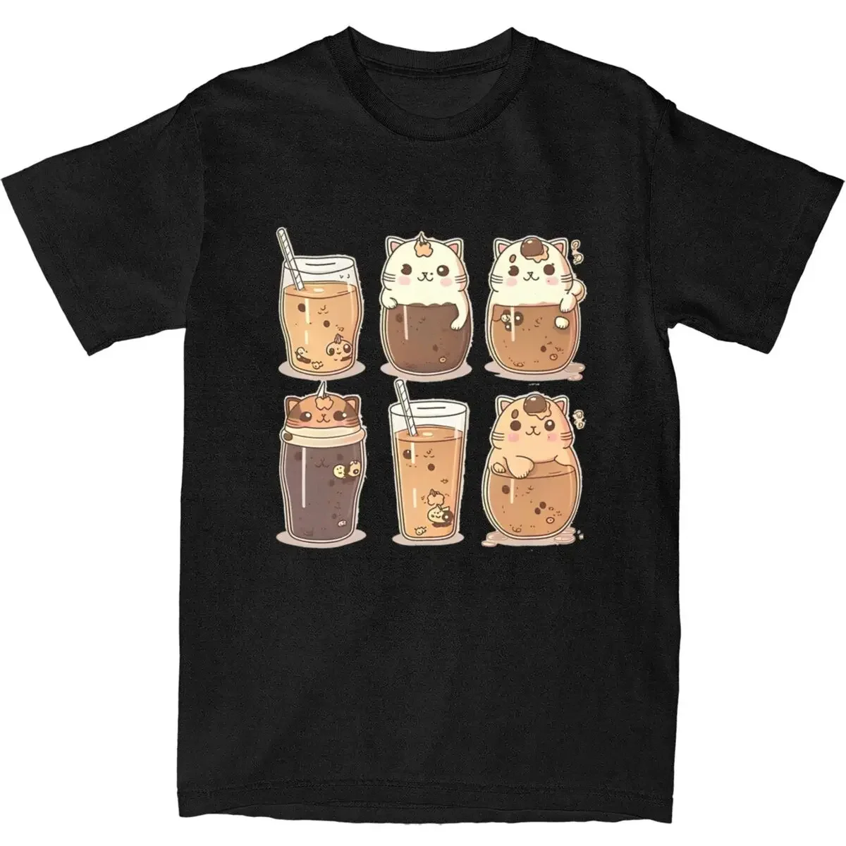 Couple T-Shirt Cat T-Shirts Novelty Ice Caramel Beach Tee Shirt Vintage Design 100 Cotton Tops Gift Idea