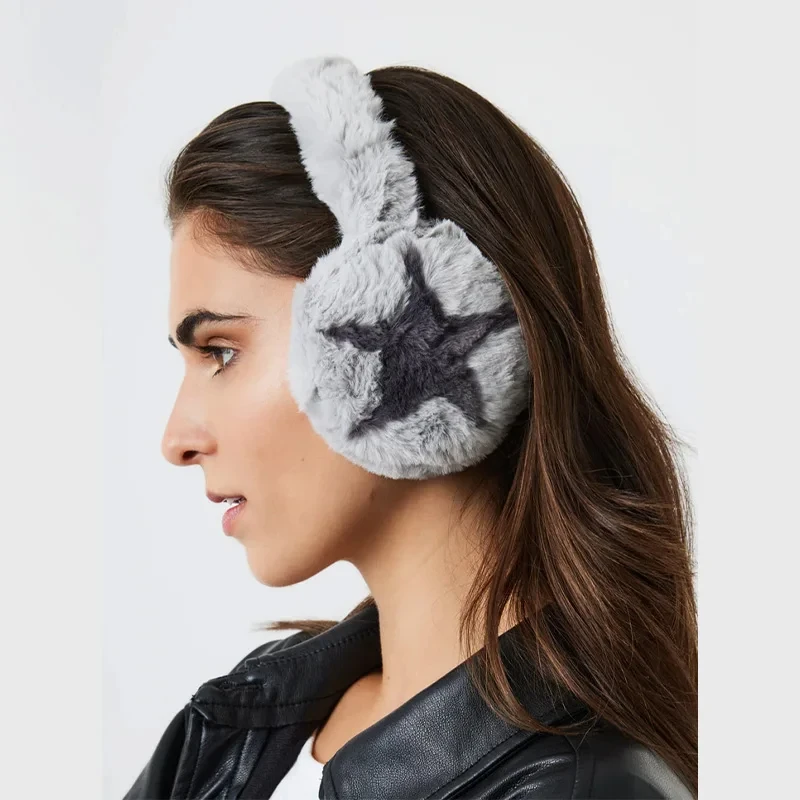 Five-Pointed Star Plush Earmuffs Warm Cute Ear Muffs Women Windproof Cold-Proof Folding Antifreeze Ear Protection Earcap