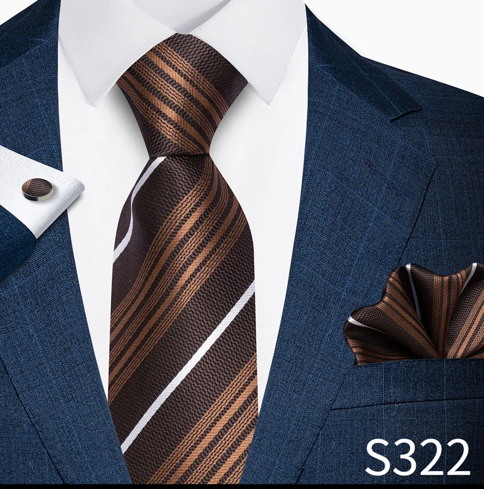 Hochwertiges 8-cm-Krawatten-Einstecktuch-Set für Herren, schwarz, blau gestreift, Hochzeitsgeschenk, Krawatte, Anzug-Accessoires, passend für den Arbeitsplatz – Detail 9