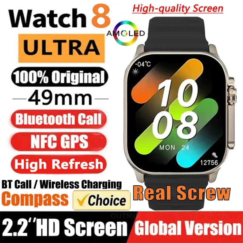 New Watch 8 Ultra Smart Watch 49mm 2024 New NFC Men Women GPS Track Bluetooth Call BT Music Games Wireless Charging Smartwatch