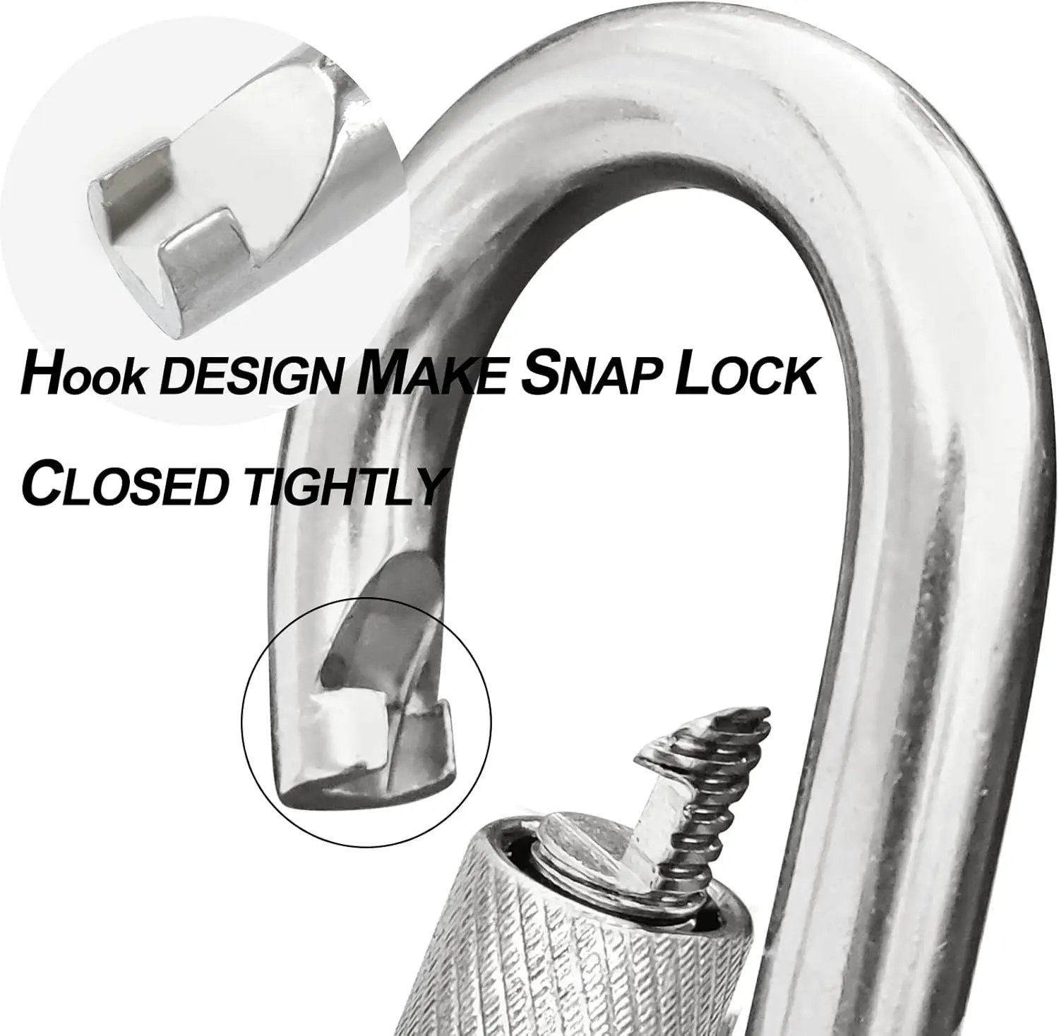 Metal Spring Snap Carabiner Clips D-Ring Screw Hooks Locking Carabiners Swing Connector for Outdoor Hiking Travel M4/M5/M6/M7/M8