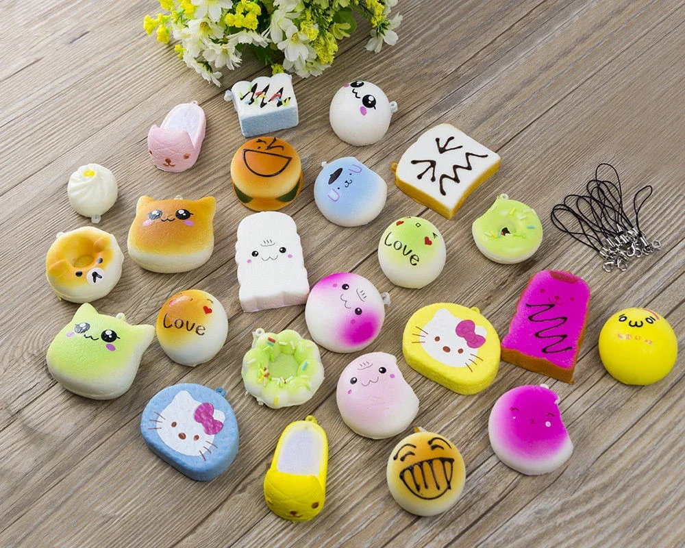 30Pcs Jumbo Medium Mini Random Squishy Soft Panda/Bread/Cake/Buns Phone Straps simulation bread