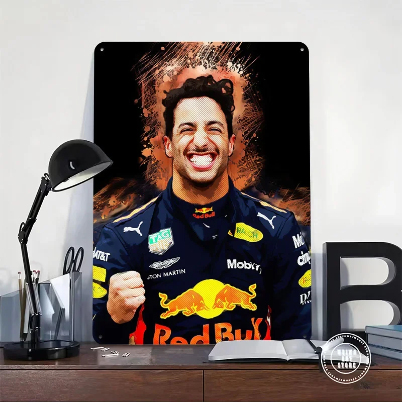 Daniel Ricciardo 3D Printed Texture Poster Personalized Wall Art Retro Metal Tin Signs for Gaming Decoration Room Wand Deko Home