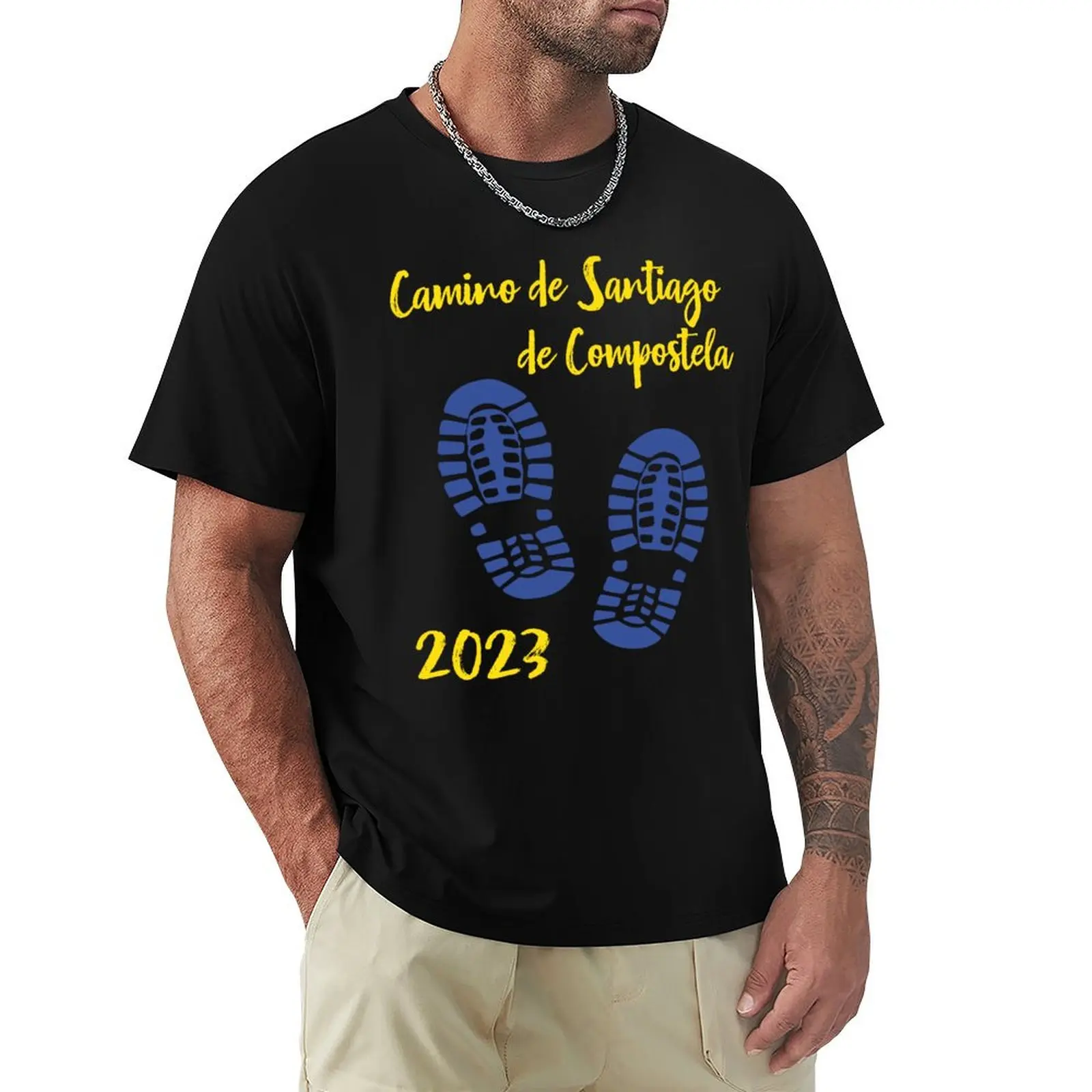 the traces of the Camino de Santiago de Compostela T-Shirt Athletic Quick Dry T-Shirt for Men