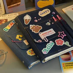 Y2K American Retro Denim Cover Loose-leaf Notebook Sweet Girl DIY Scrapbook Journal Book Kpop Girl 3 Inch Photocard Card Album