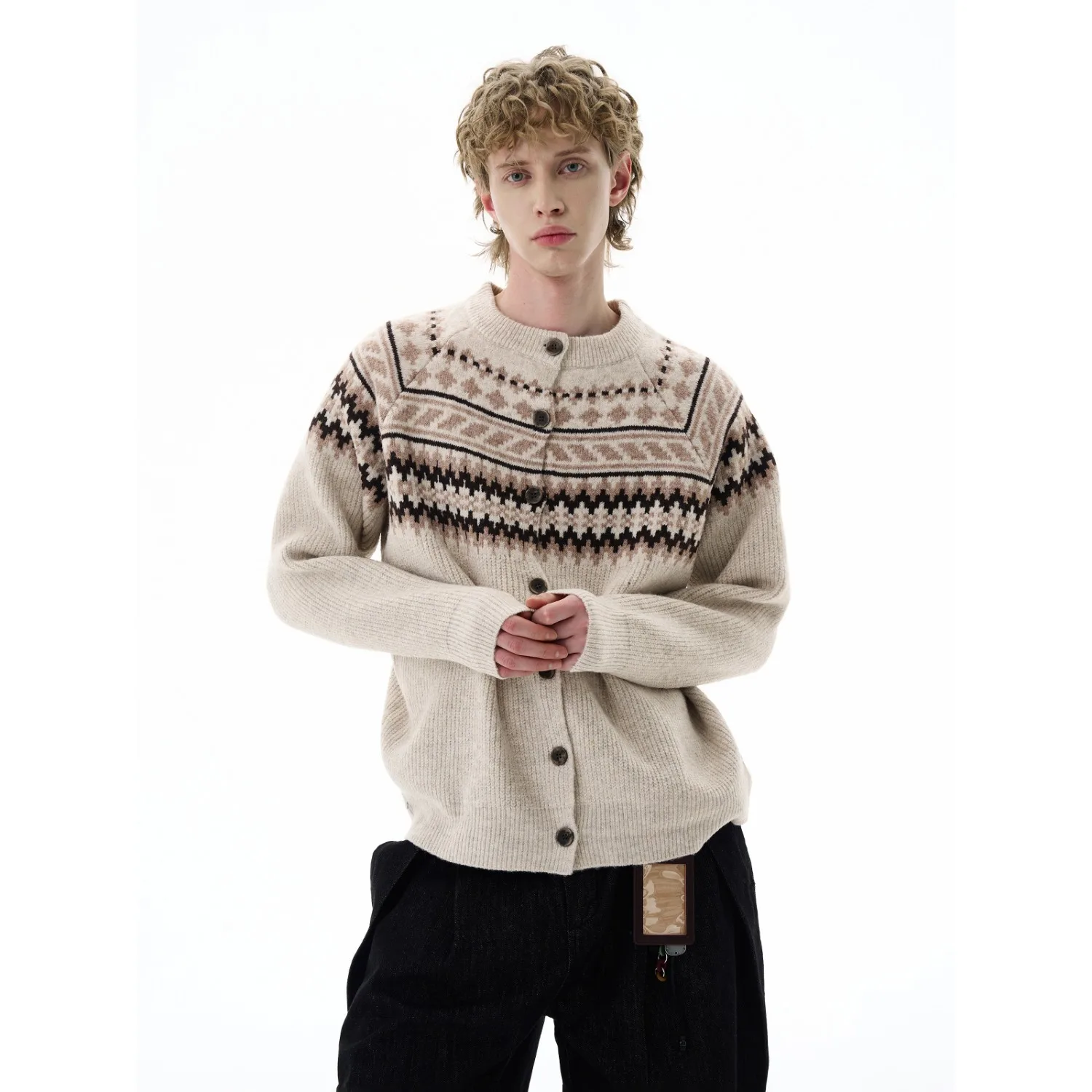 

Unisex Knitting Sweater 2025 New Retro Fair Isle Cardigan Ethnic Inspired Unisex Premium Knit Long Sleeve Trendy Sweater