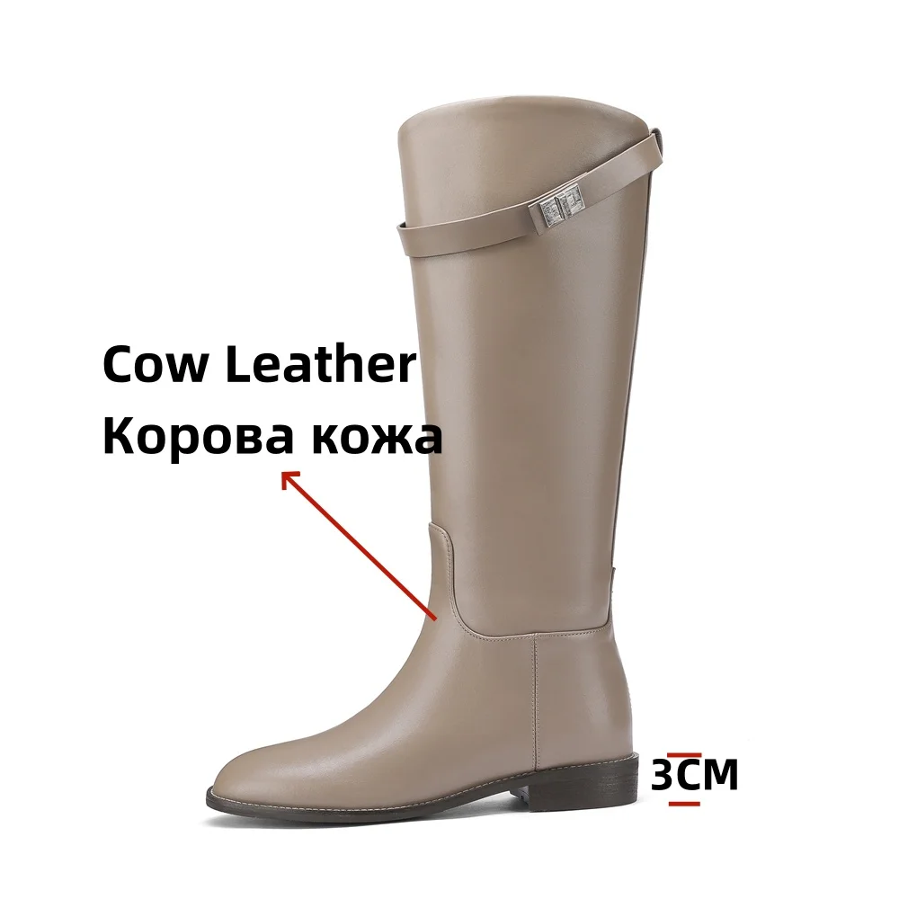 FEDONAS Ins Fashion Women Knee High Boots Genuine Leather Thick High Heels Long Motorcycle Boots Female High Warm Knight Boots