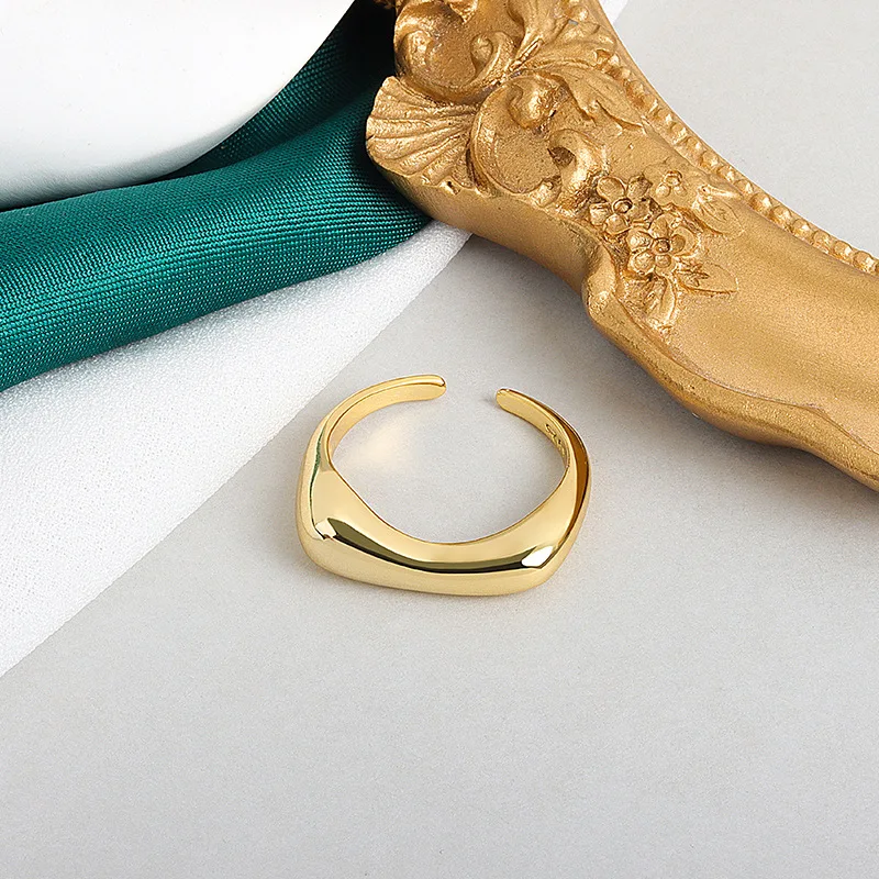 

QMCOCO Silver Color Simple Punk Smooth Design VintageHandmade Geometry Open Ring Trendy Jewelry Accessories Gifts