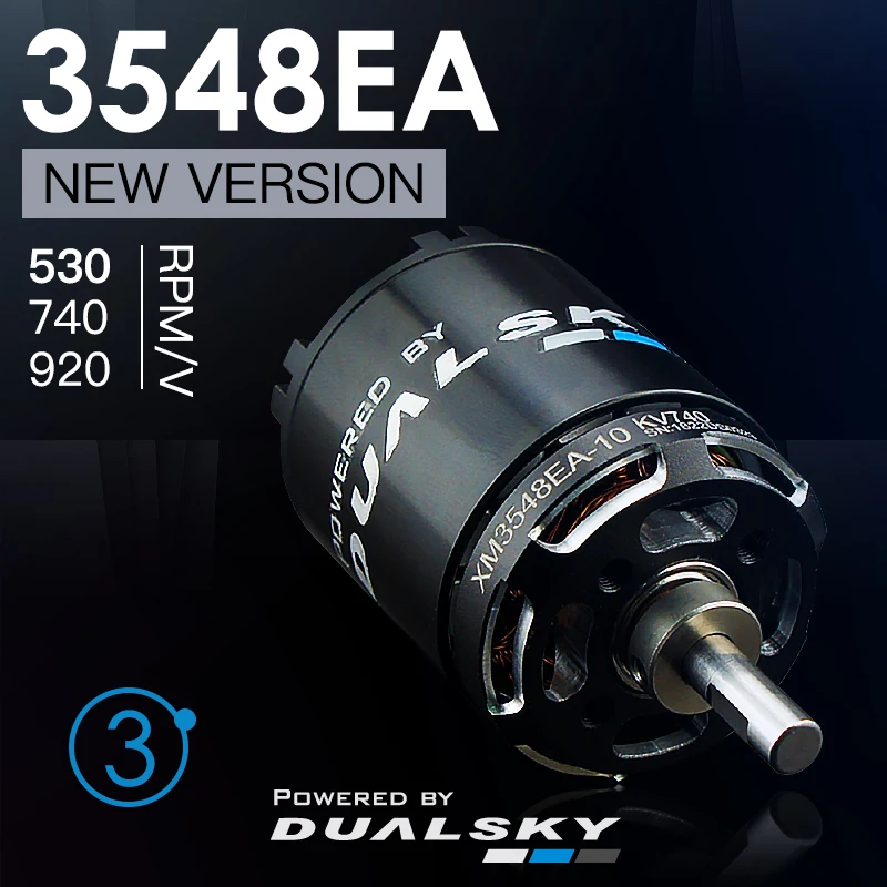 Dualsky XM3548EA V3 530KV 740KV 920KV Brushless Outrunners Motor for Advanced RC Stunt/3D Glider Models and 32E Fixed Wing UAV