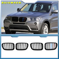 1Pair Front Kidney Grilles Matte Gloss Black For BMW X3 F25 2010 2011 2012 2013 Replacement Racing Bumper Car Styling