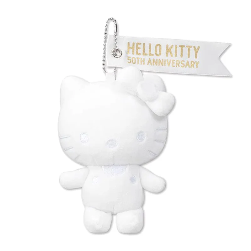 Sanrio Anime Plush Pendant for Kids, preto e branco, Hello Kitty, 50th Anniversary, Cute Toy, Backpack Accessories, Friends, 15cm