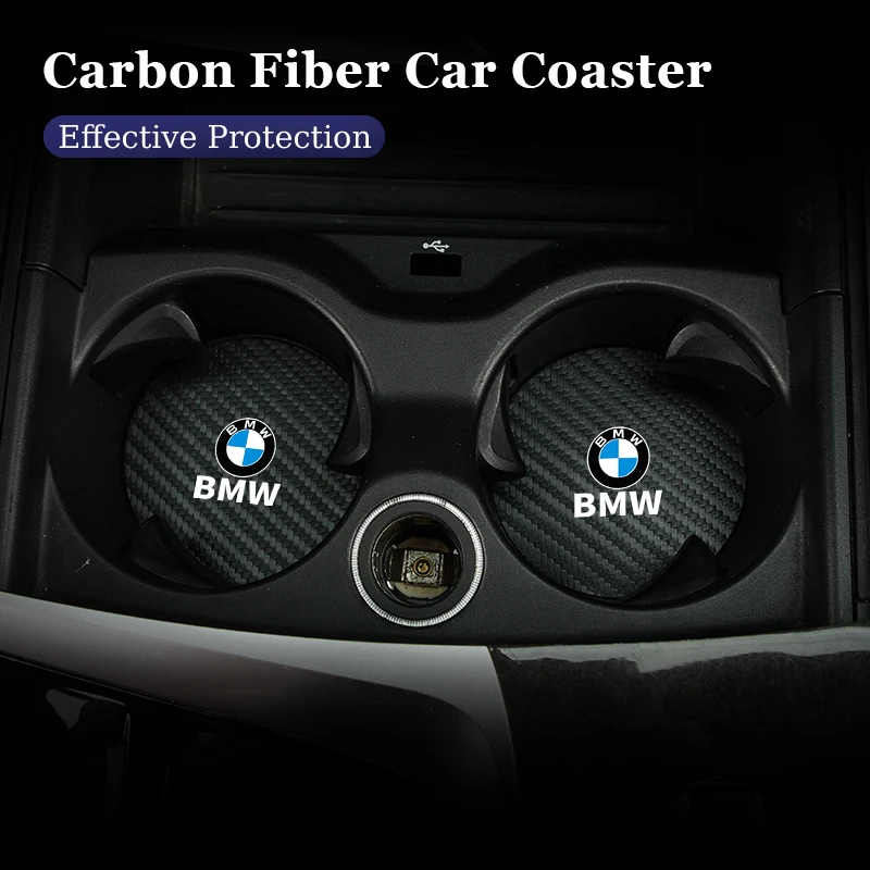 Carbon Car Coaster Mat Interior Water Cup Pad Cushion For BMW X3 X5 M5 M3 E46 E90 E60 F10 E39 F30 E36 G30 E87 E70 E91 E30 G20 X2