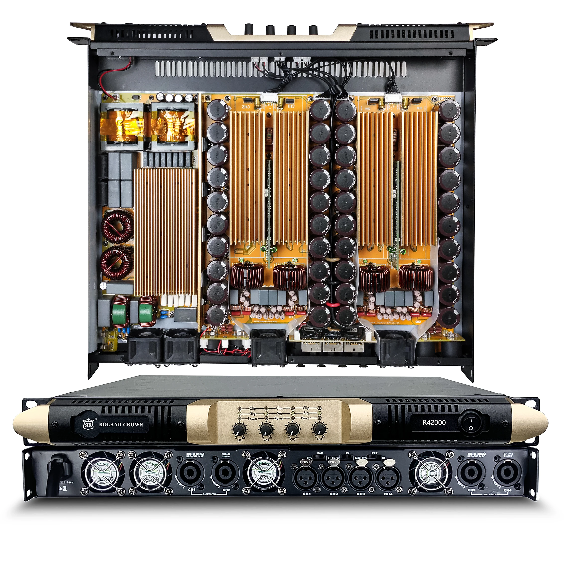 R42000 New Technology 1U High Power 4*2000W 4 Ohm Portable Professional Outdoor Speaker System Stage Performance