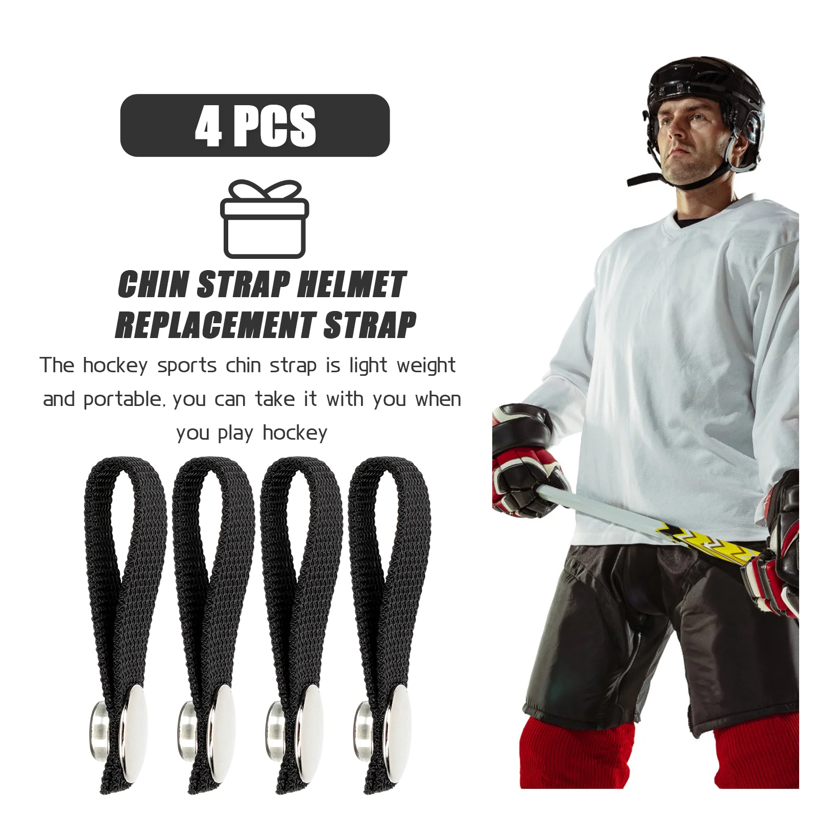 4 Pcs Replaceable Hockey Restraint Repair Kit Polyester Chin Strap with Single Snap