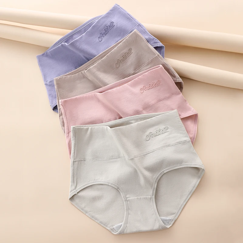 

4Pcs/Set High Waist Body Shaper Underwear Women Cotton Panties Plus Size M-5XL Soft Panty Girls Briefs Female Slimming Lingerie