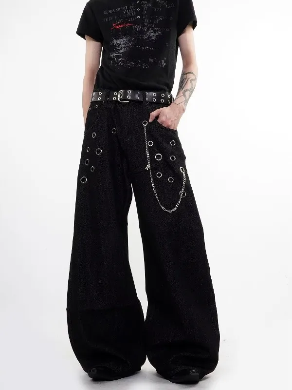 America High Waist Black High Streetwear American Casual Wide Leg Pants Women Jeans Plus Size Basic Baggy Retro Straight Trouser