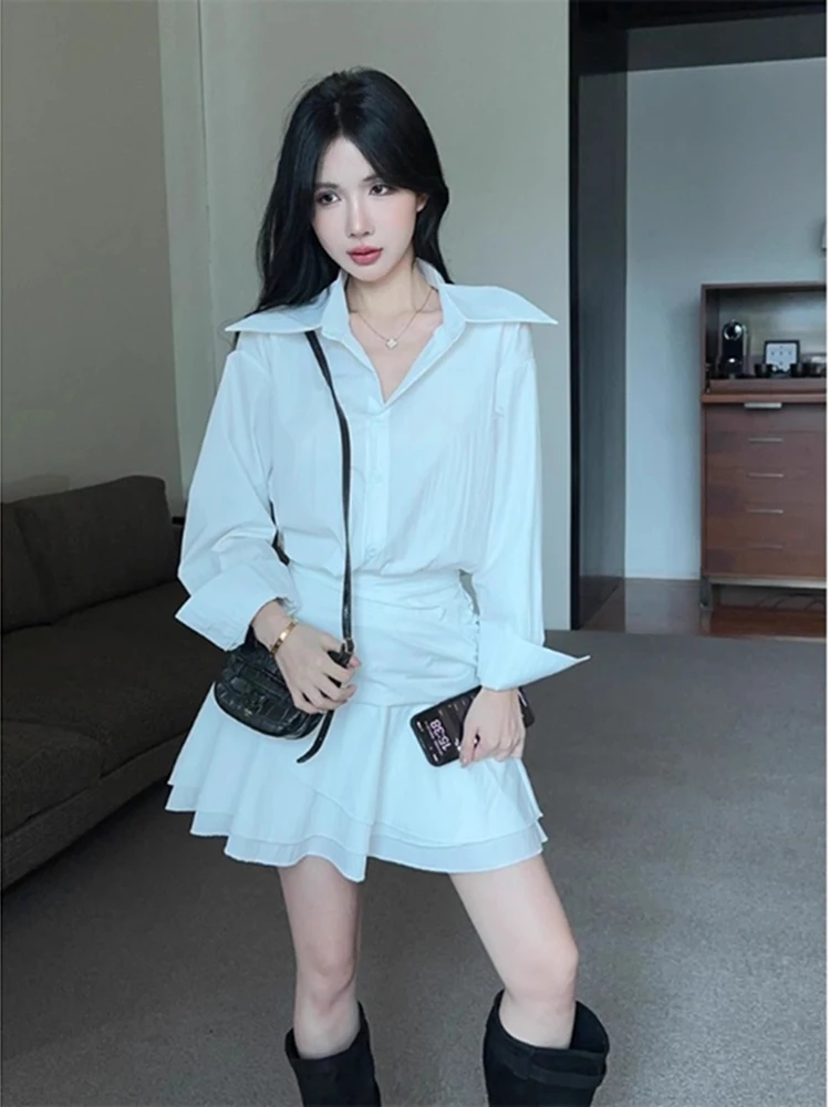 Weißer irt Dr Damen-Winterrock 2022, neuer Ele-Taillen-Cinching, schmaler A-Linien-Ortrock mit Spitzenbesatz, koreanischer Stil für den Pendelverkehr