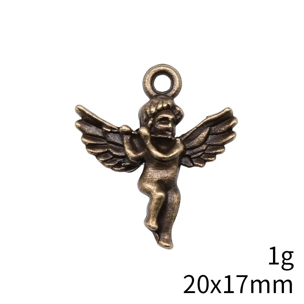 IFOCUS 20pcs/Lot Angel Charms For DIY Jewelry Making Zinc Alloy 20x17mm/0.79x0.67inch