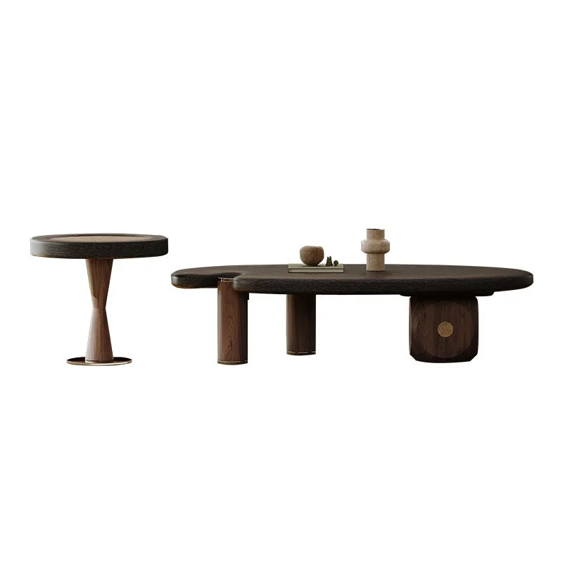 Vintage-style coffee table: Wabi-sabi style vintage high-end grand coffee table for the living room