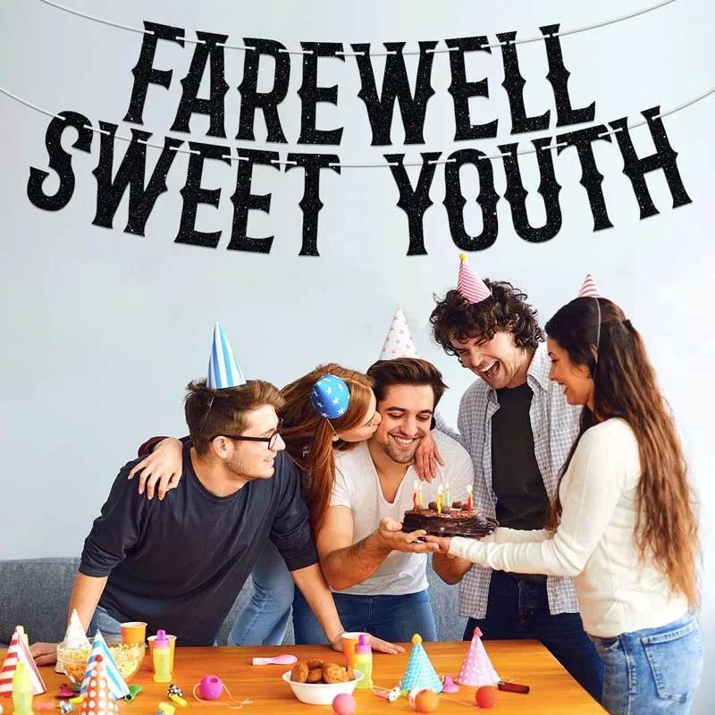 Farewell Sweeet Youth banner, Funeral  banner, suitable for 20 30 40 50 Years Old, Death to My Youth birthday party decorations