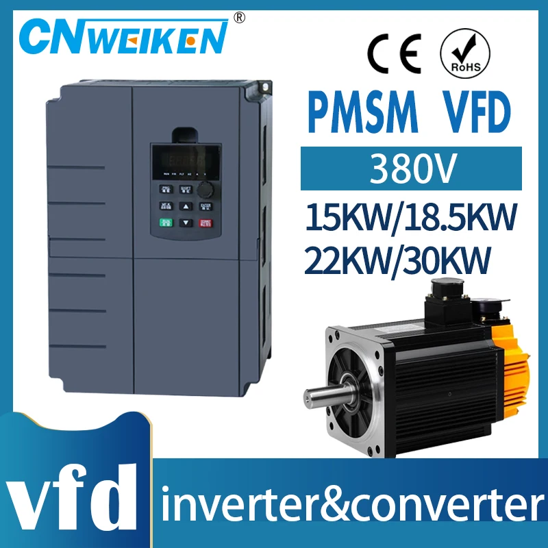 

WK600B 380V 15KW/18.5KW/22KW/30KW 3phase 380v input/output Economical Permanent magnet synchronization Frequency Converter PMSM