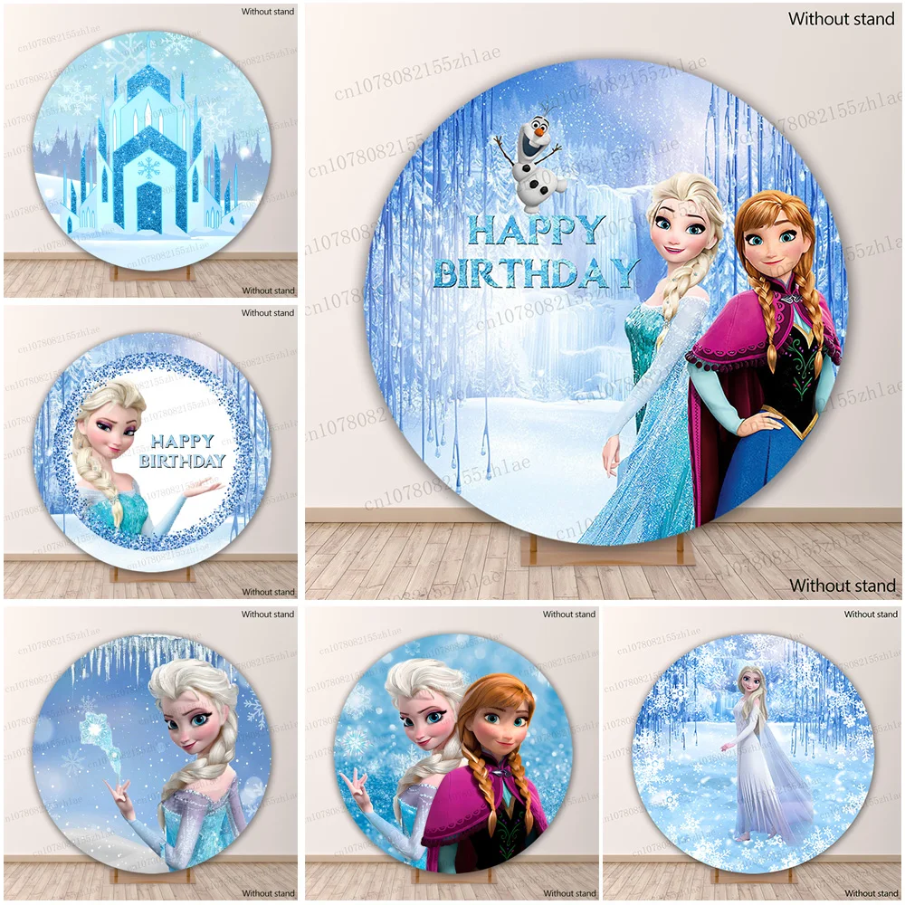 

Frozen Round Photo Backdrop Birthday Party Background Cloth Baby Shower Background Decoration