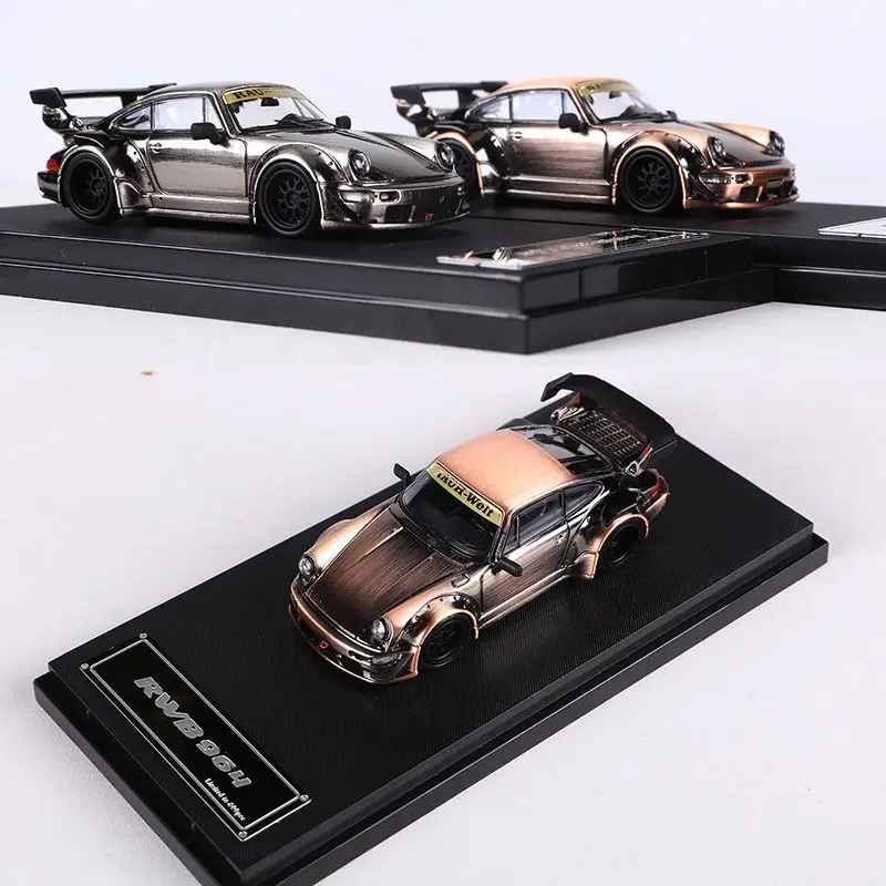 Diecast Model Car Star Model 1/64 Porsche RWB 964 GTCar Modalità Argento Porsche Gioca Veicoli Giocattoli per Ragazzi