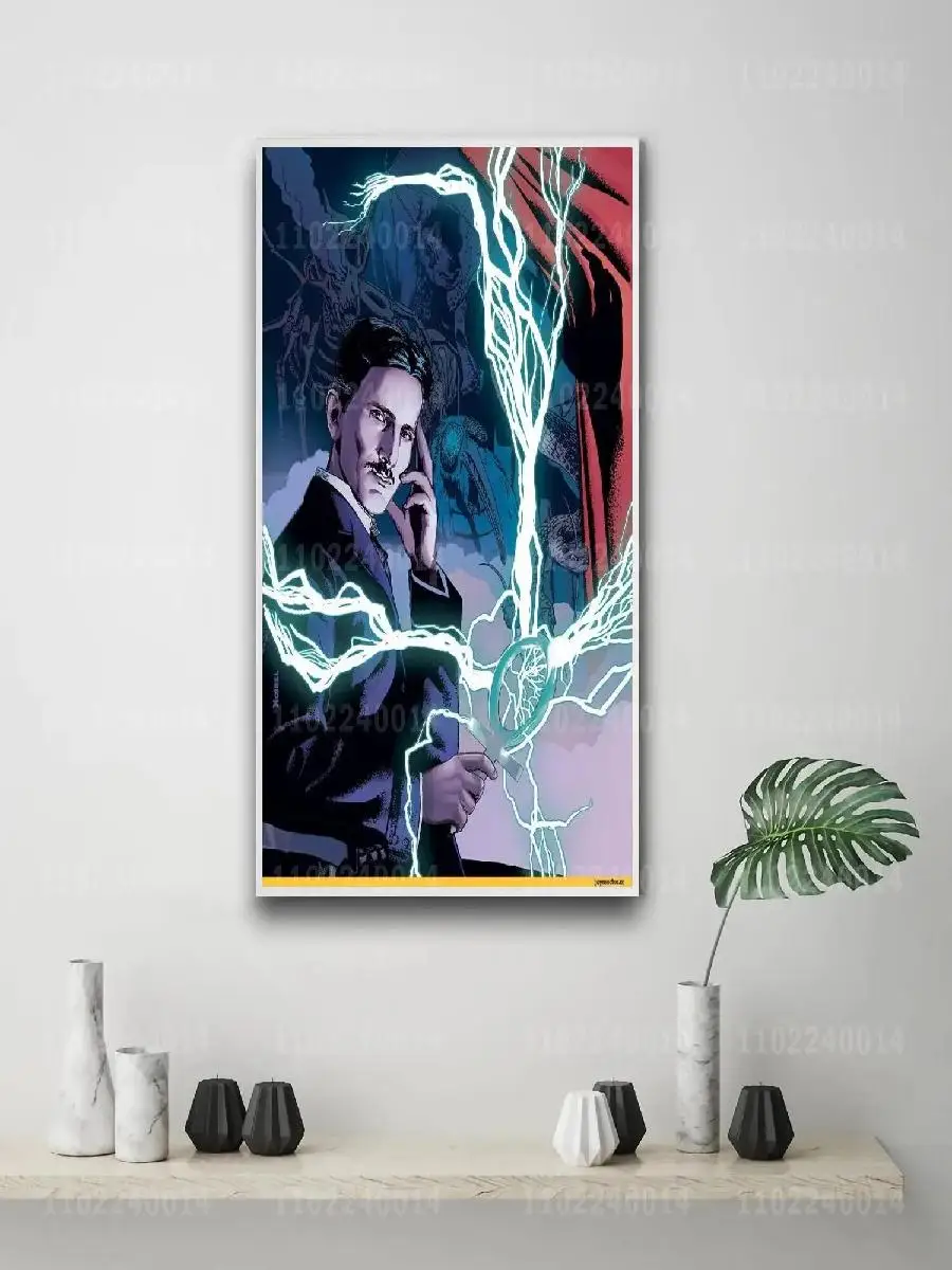 Nikola Tesla x Decorative Canvas Poster  Inventor Art Print for Room Bar Cafe Decor  Unique Wall Paintings  Gift Idea