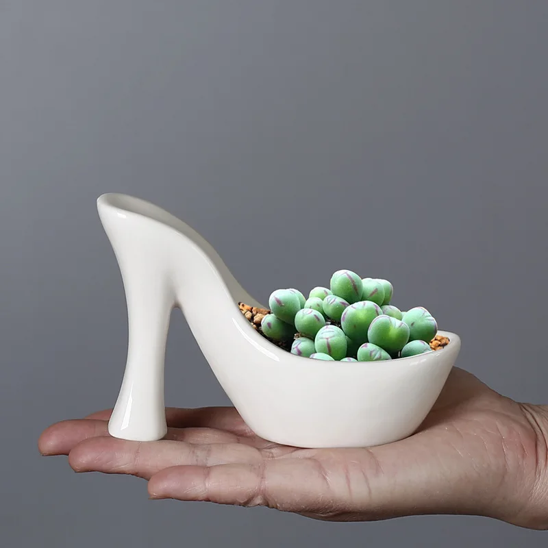 Creative High Heel Flower Pot Succulent Pot Ceramic Planter Home Decor Desktop Ornament Bonsai Plant Pot Garden Decoration