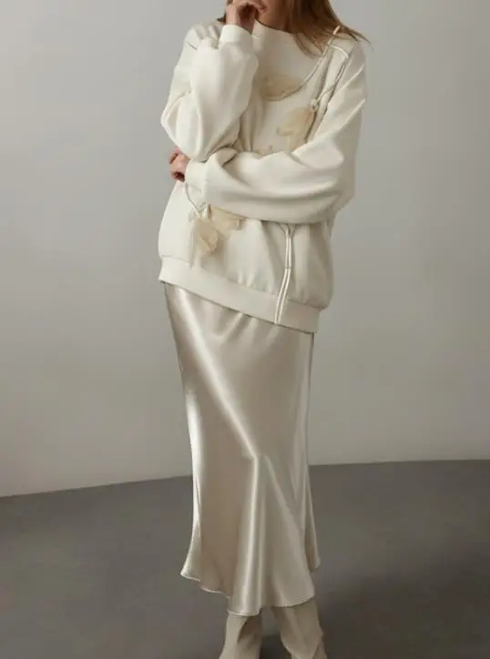 

Women's Autumn Winter Long Sleeve Hoodie mid to Long Length Lazy Loose 3D Flower Print Comfortable Casual Hooded Top