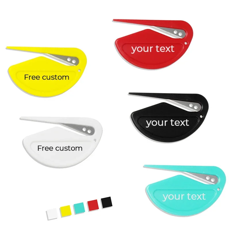 100pcs Free customization logo Plastic mini letter opener, envelope opener, paper cutter, art knife