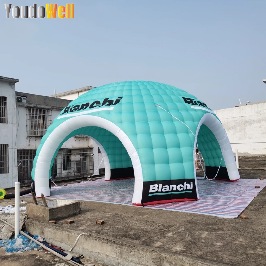 High-quality Four-door 7m Diameter Honey Housed Finished Inflatable Dome Tent Sky Blue For Event Exhibitions And Advertising