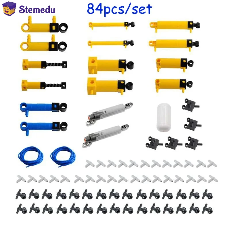 84 pièces/kit MOC Kit de pièces pneumatiques avec pompe à Air/cylindres pour Legoeds technique 42043 61904 47225 ensemble de construction