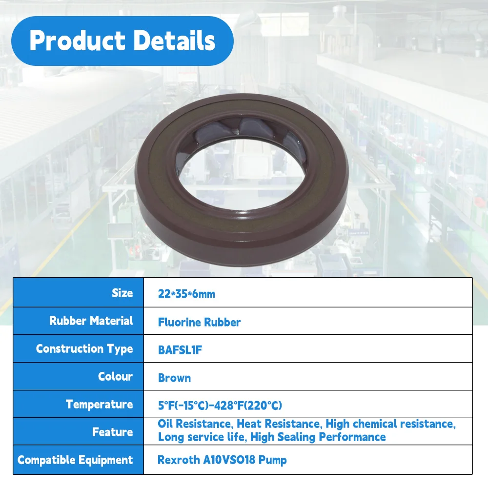 DMHUI High-end Rotary Rubber Ring High Pressure Oil Seals BAFSL1F Type 22x35x6 mm FKM FPM Material for Hydraulic Pump