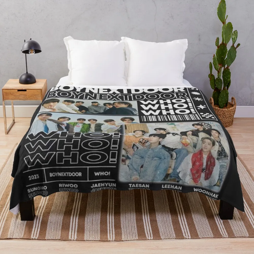 BOYNEXTDOOR black and white hot sexy concept kpop boy group members poster JAEHYUN, SUNGHO, RIWOO, TAESAN, LEEHAN, Throw Blanket