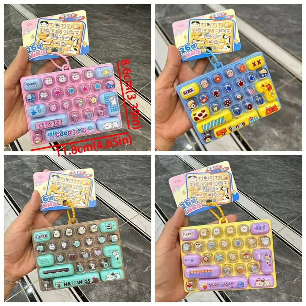 Drucktasten-Tastatur-Schlüsselanhänger mit 26 Tasten, aus transparentem Kunststoff, mit Tastenklängen, Mini-Tastatur-Anhänger, sensorische, klickbare Tasten – Detail 1