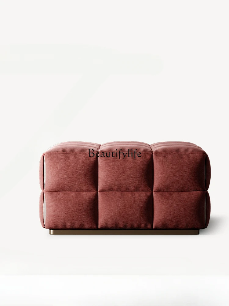 

Italian Minimalist Full Leather Pedal Home Modern Light Luxury Single Sofa Stool