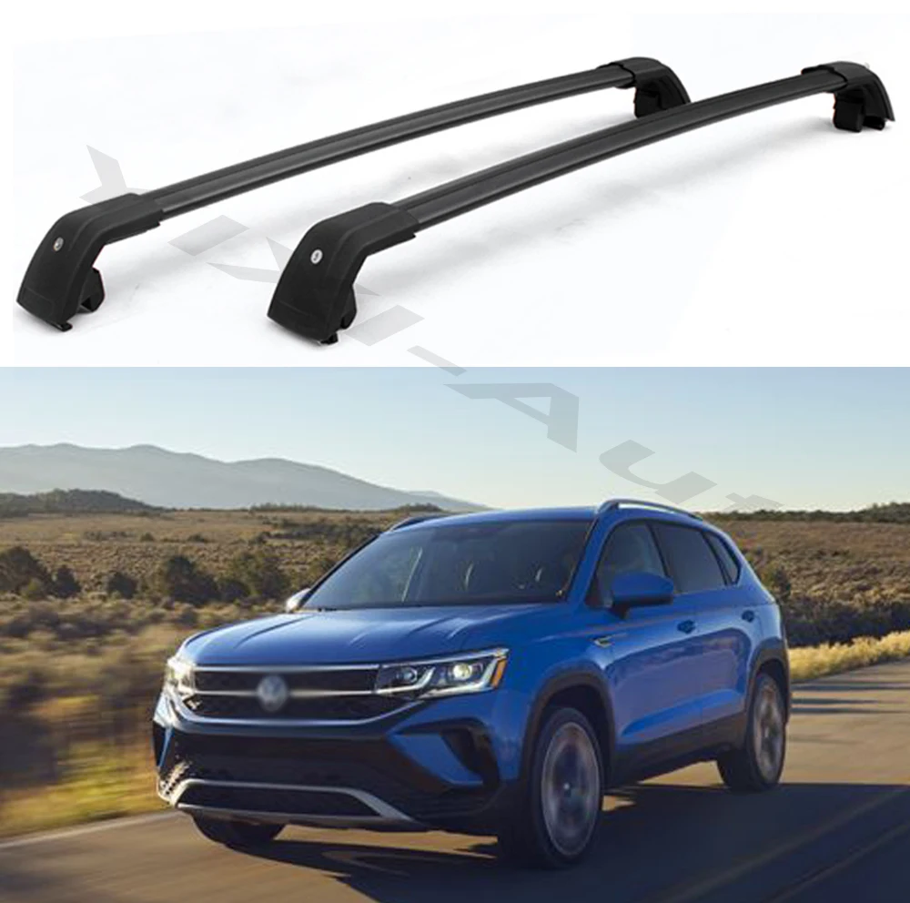 2Pcs Lockable Roof Rack Cross Bars Crossbar Baggage Luggage Rack Aluminum Fit for VW Volkswage Taos 2020 2021 2022 Black