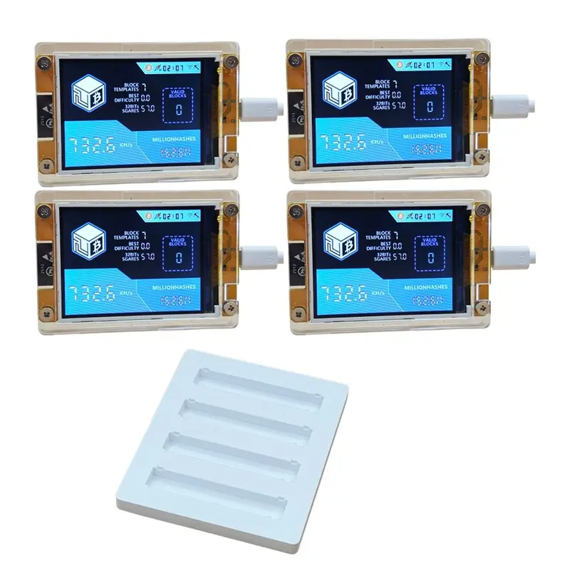 Y42A-Stand Upgraded 4X 735KH/S Nmminer Nerdminer+ 4 Slots Bitcoin Crypto Miner 2.8 Inch Smart Display Solo Lottery Miner NO Touc