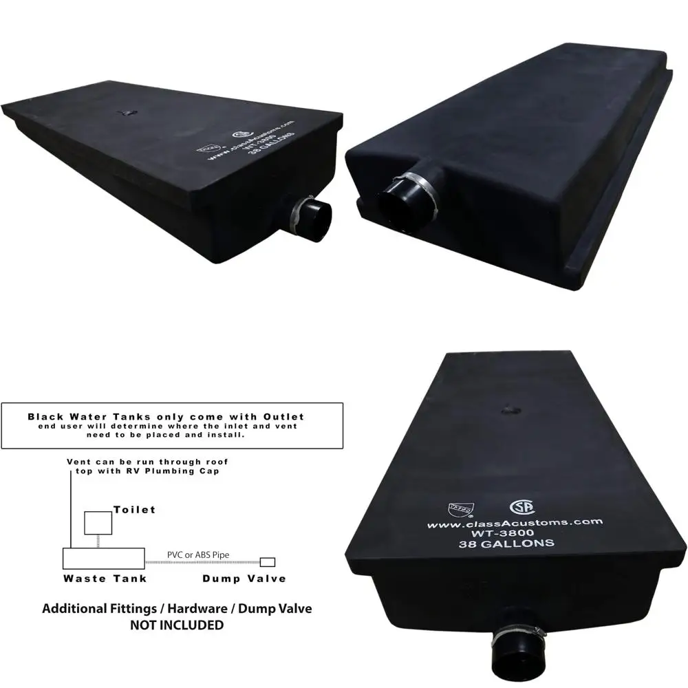 خزان مياه أسود RV سعة 38 جالونًا - نظام تثبيت النفايات ذو سعة كبيرة WT-3800